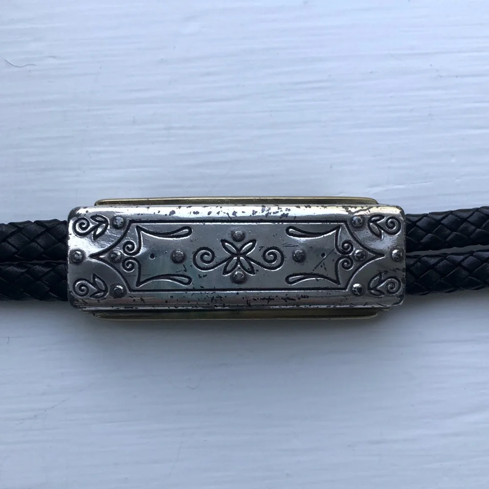 Vintage Y2K Brighton Black Leather Lariat Belt Western Cowgirl Southwest